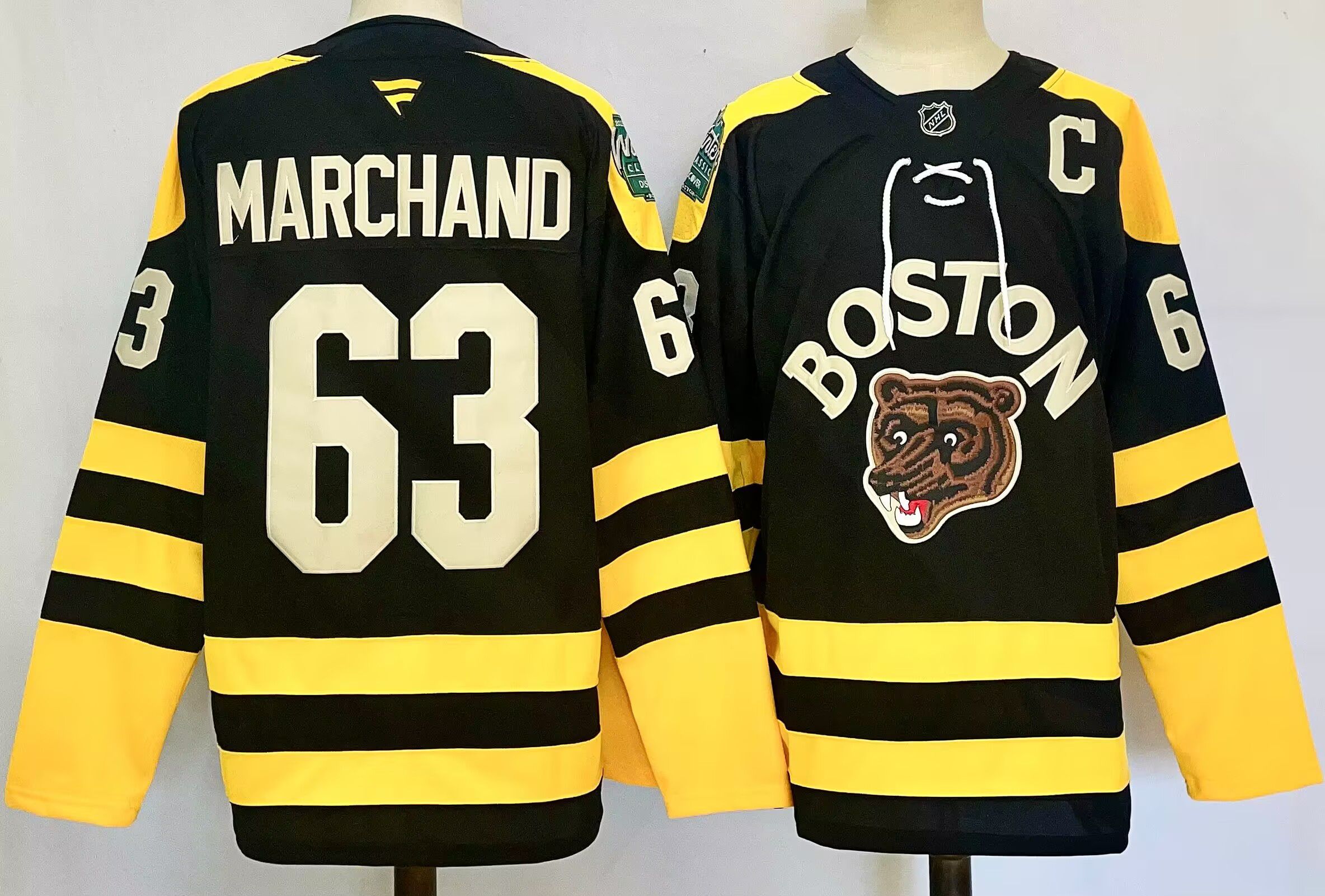 Men Boston Bruins #63 Marchand Black 2025 Home Premier Player NHL Jersey